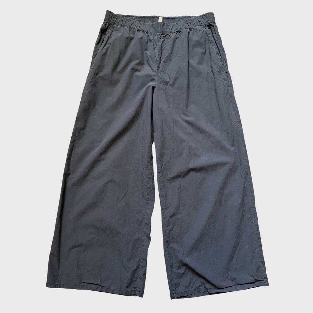 Eileen Fisher Navy Organic Cotton Wide Leg Ankle Pants Size M/L Light Weight